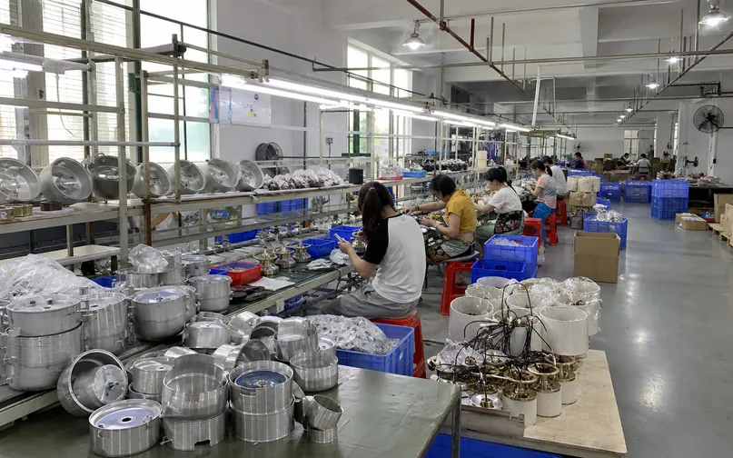 In-house lighting production line — die-casting to final assembly