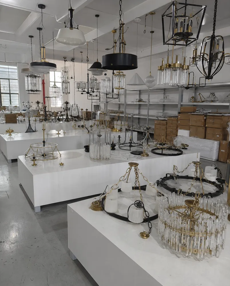 ASCLighting factory showroom with dining room lighting fixtures ready for wholesale sourcing