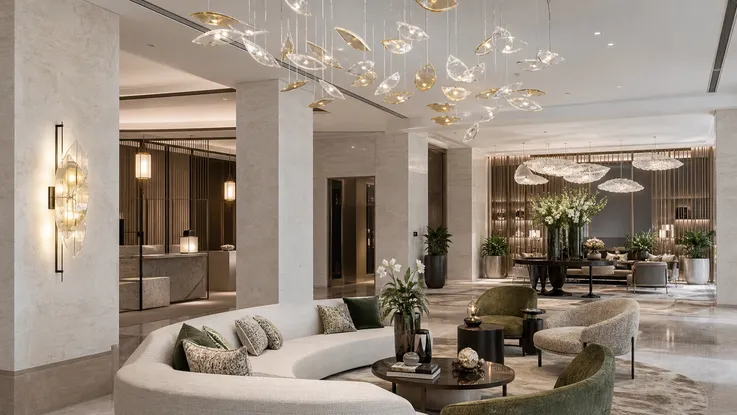 Bespoke lighting design for boutique hotel by interior design firm