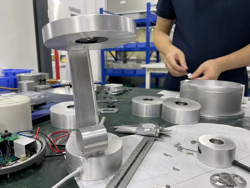 CNC-machined hotel lighting prototype with provisional surface finishing in the engineering lab
