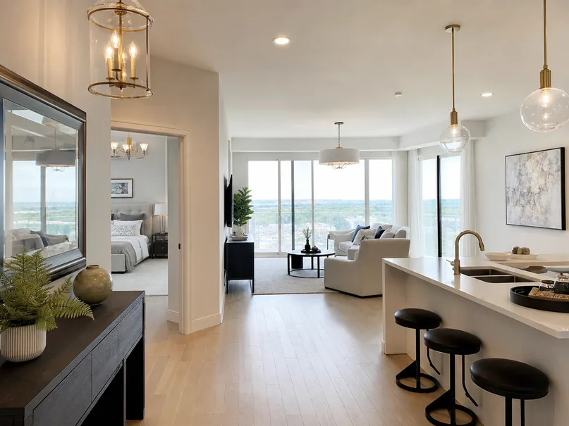 Luxury residential lighting fixtures installed across premium condominium development units