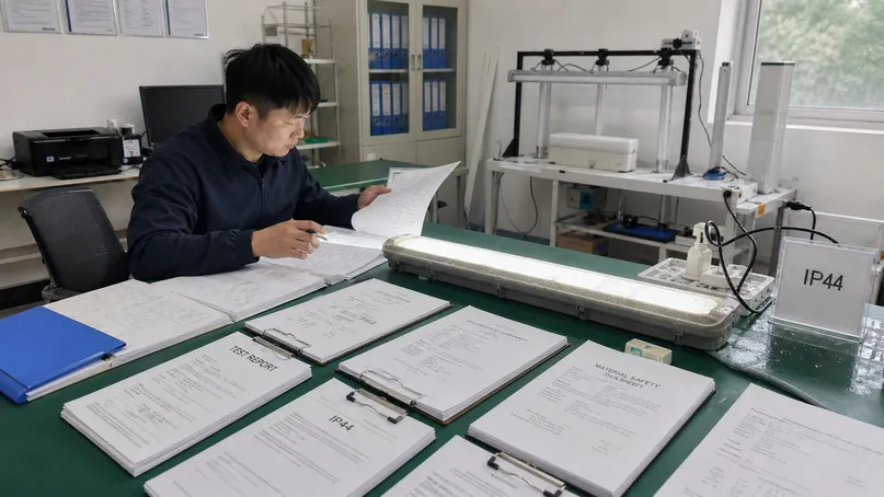 Kitchen lighting certification documentation and compliance testing