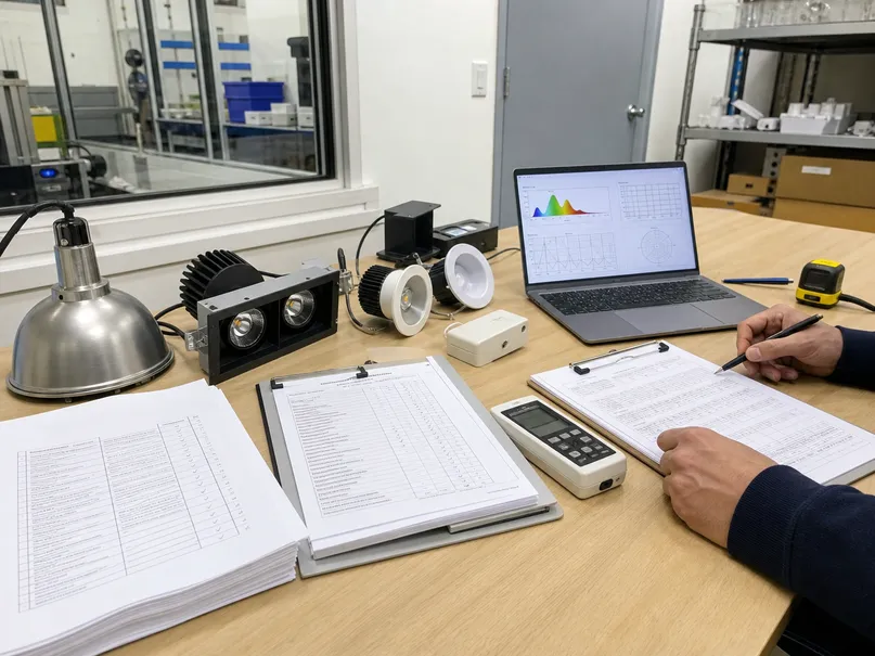 Certification documentation and compliance testing for commercial restaurant lighting fixtures