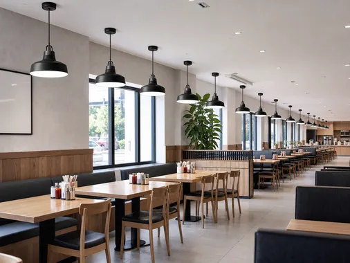 Consistent pendant lighting across multi-location restaurant chain