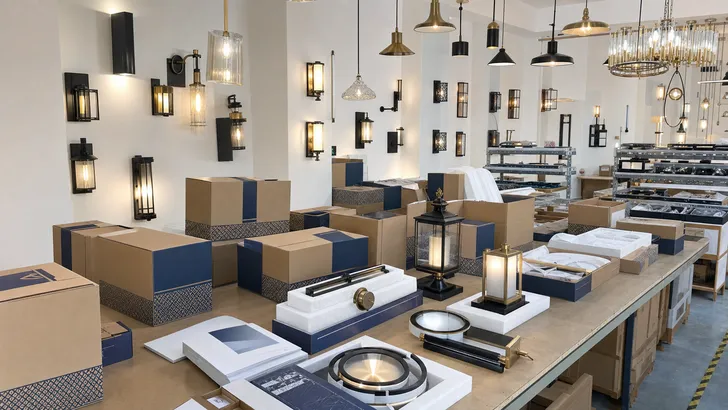 Custom branded villa lighting collection with distributor packaging