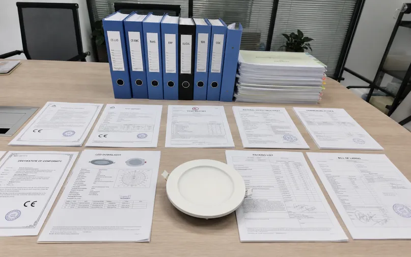 Ceiling lighting compliance documentation package including CE and UL test reports