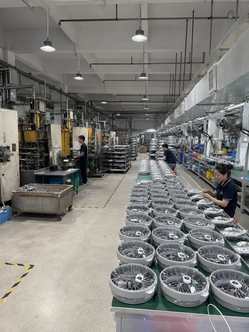 ASCLighting ceiling lighting manufacturing facility showing die-casting and assembly lines