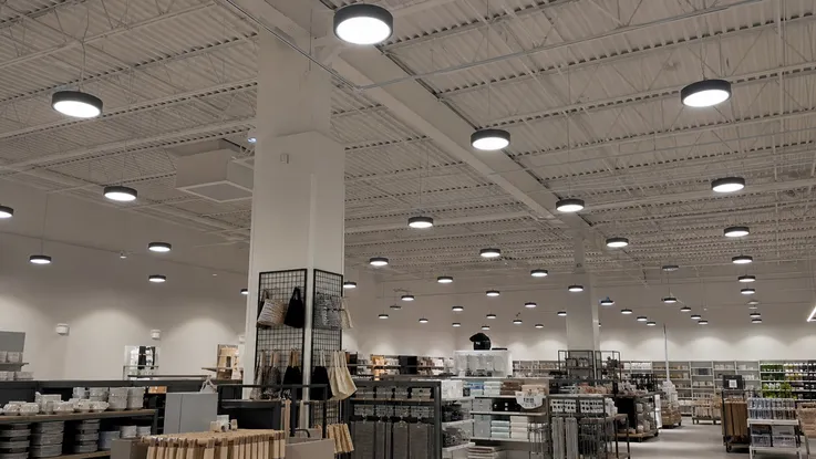 Standardized industrial ceiling lighting across retail chain locations