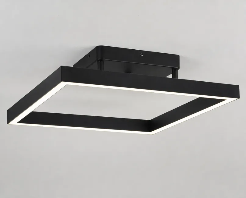 Modern ceiling lighting fixture with clean geometry and matte black powder-coated aluminum housing