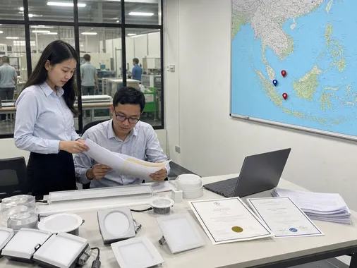 Lighting certification coverage for Southeast Asian markets including Singapore, Malaysia, and Indonesia