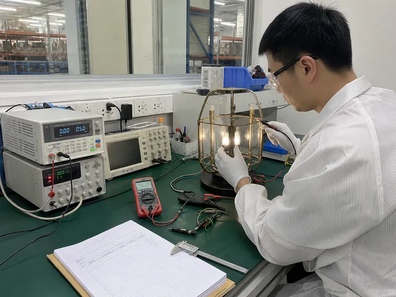 UL testing laboratory evaluating ASCLighting decorative luminaire for UL 1598 compliance