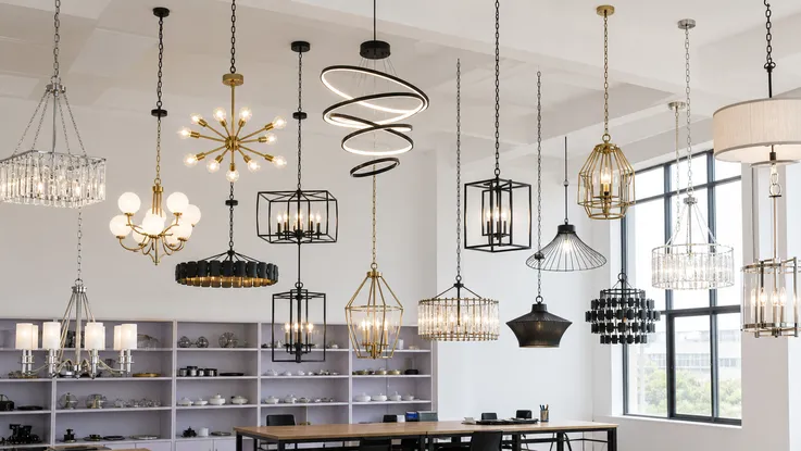 Chandelier pendant lighting catalog range for distributors covering modern geometric and transitional styles