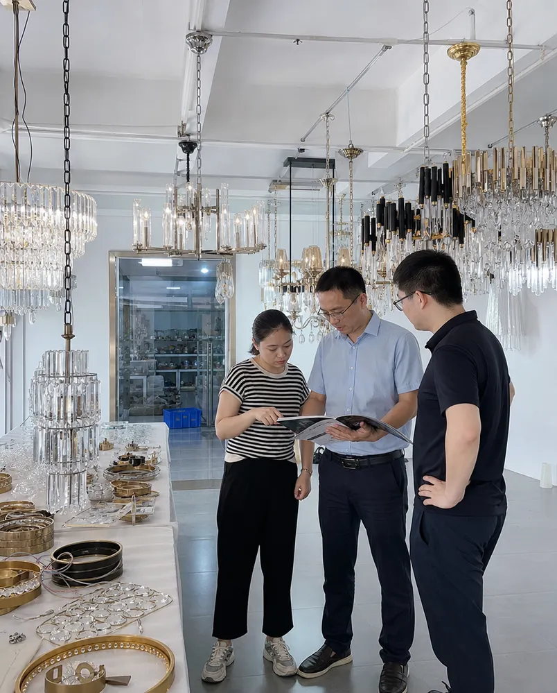 ASCLighting chandelier pendant lighting showroom — sample evaluation and production consultation