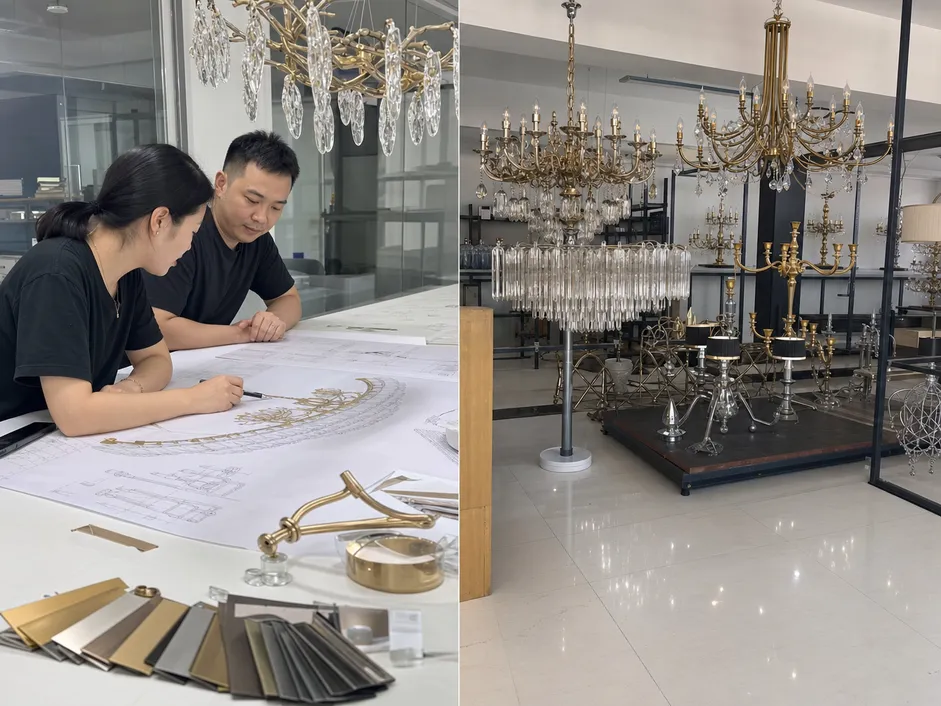 Custom chandelier design process compared with catalog chandelier selection