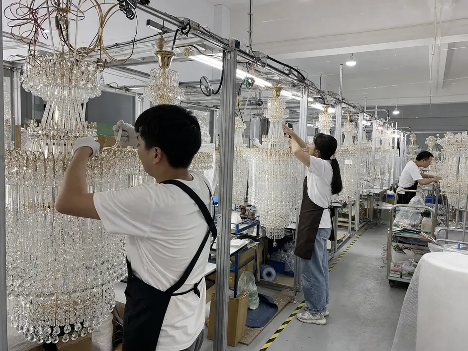 Quality control inspection process for luxury chandelier production line