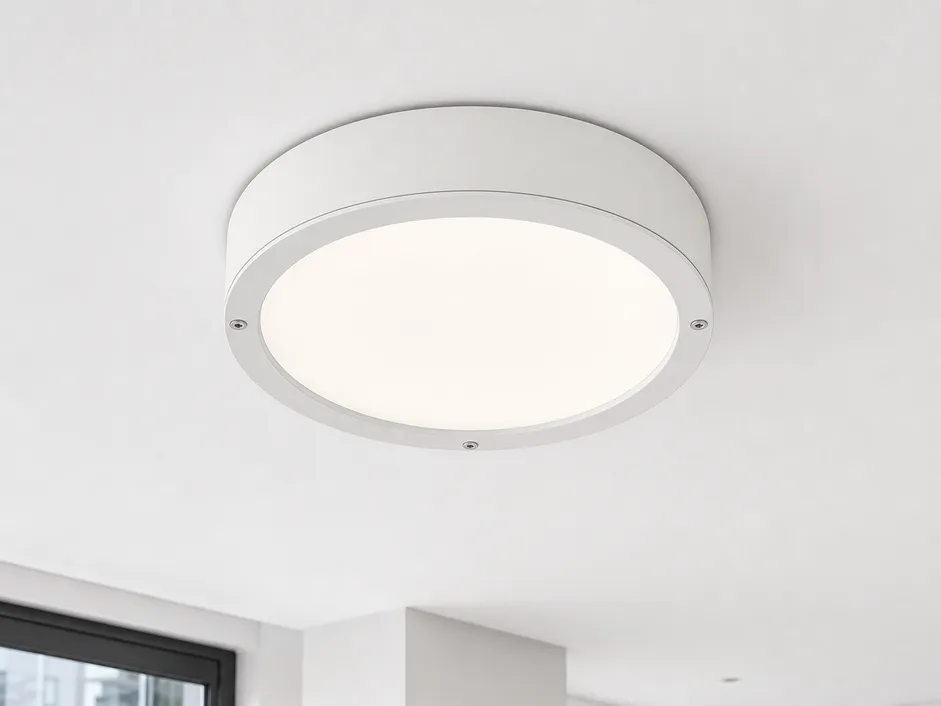 Surface-mounted architectural ceiling fixture in die-cast aluminum housing