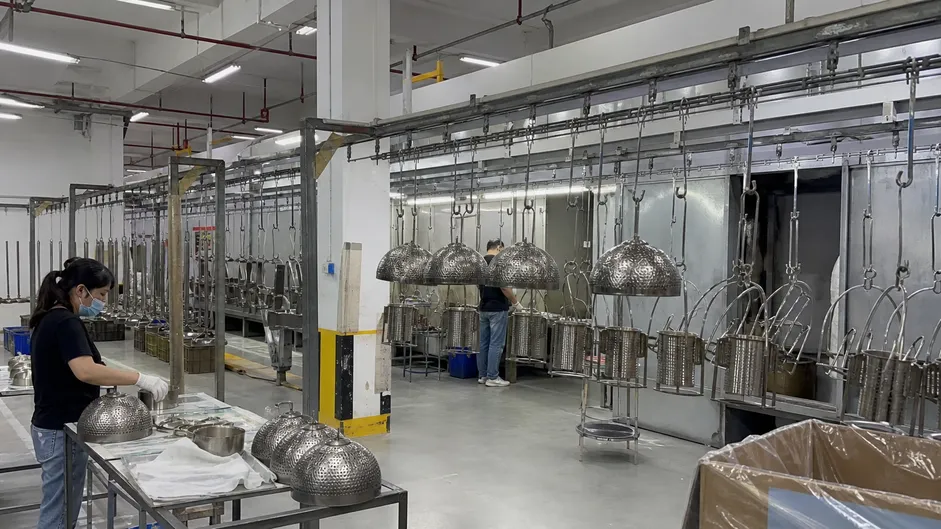 ASCLighting in-house surface finishing production line for decorative lighting