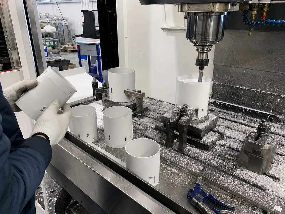 CNC machining process producing minimalist lighting housings with tight dimensional tolerances