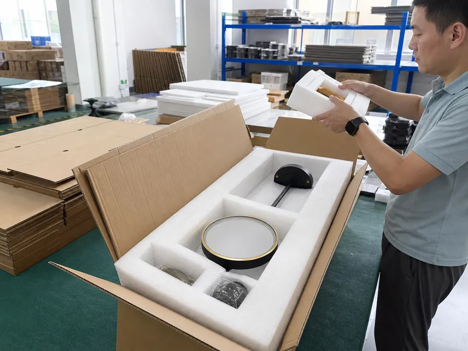 Private-label custom lighting fixture with branded packaging for importer