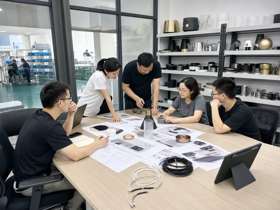 ASCLighting engineering team reviewing custom pendant lighting design brief