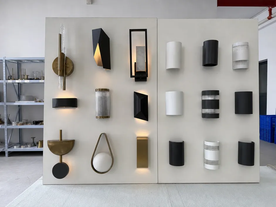 Custom wall sconce designs compared to standard catalog options showing differentiation