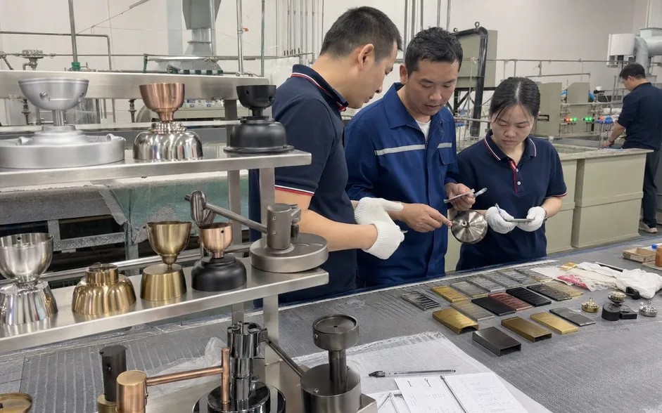 In-house PVD and electroplating finish matching process at ASCLighting factory