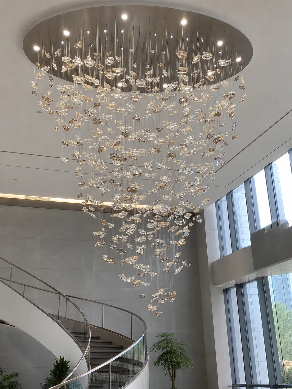 Custom hospitality lobby chandelier manufactured by ASCLighting