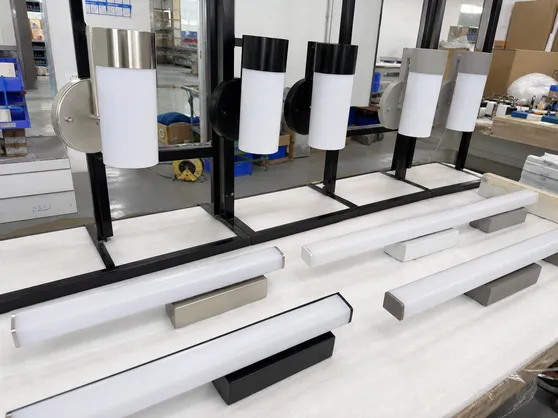 Wall sconces and linear wall fixtures with coordinated finish options