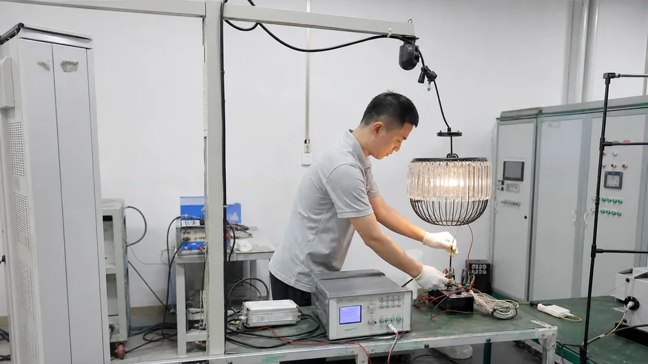 Lighting product undergoing certification testing in laboratory