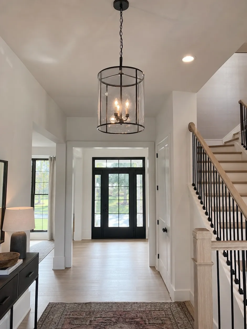 Entryway pendant lighting fixture in a modern foyer setting