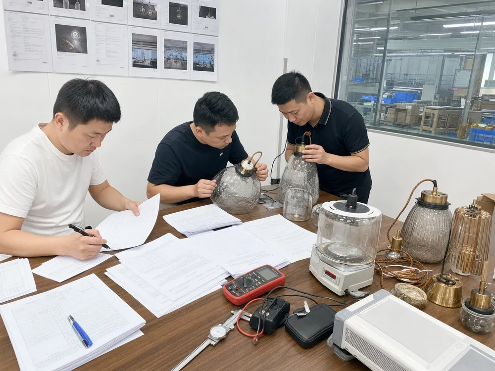 Glass pendant lighting certification documentation and compliance testing
