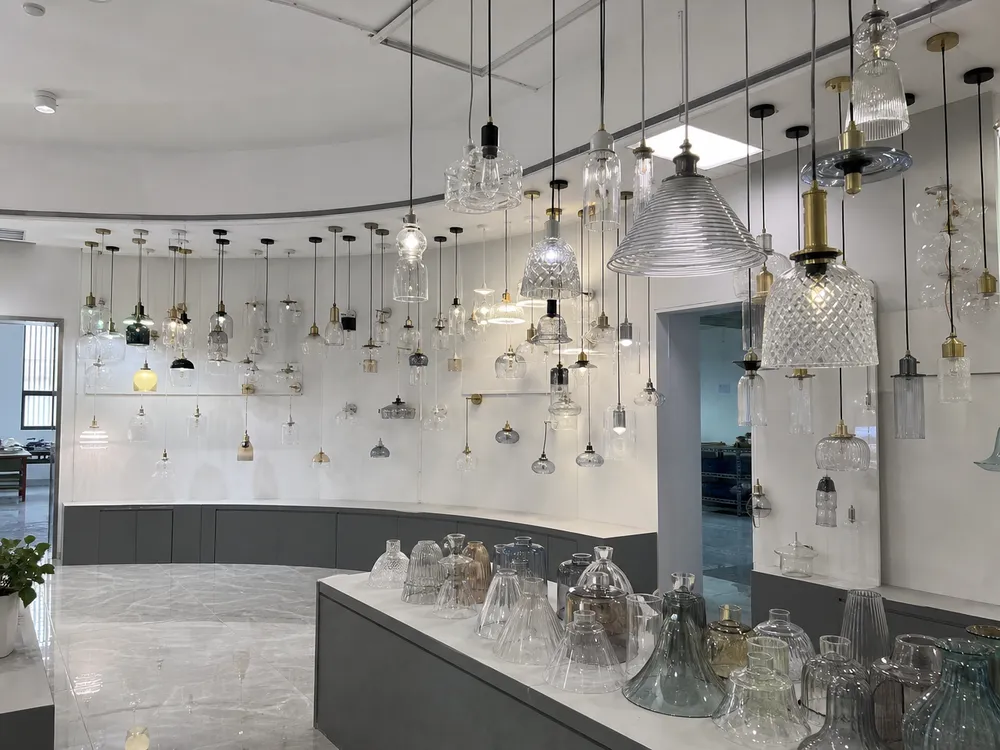 ASCLighting glass pendant lighting factory showroom in Guzhen, Zhongshan