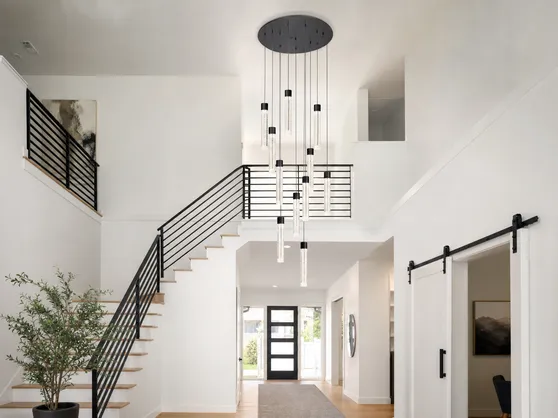 Entryway pendant lighting statement fixtures for foyer applications
