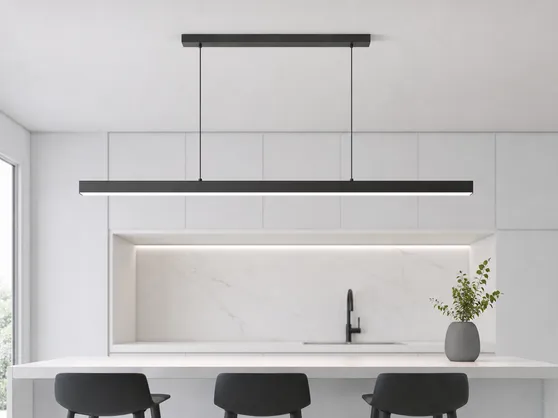 Modern pendant lighting with clean geometry and aluminum construction
