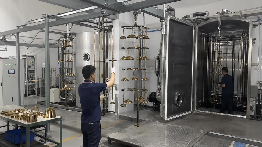 PVD surface finishing line for pendant light gold and brass finishes