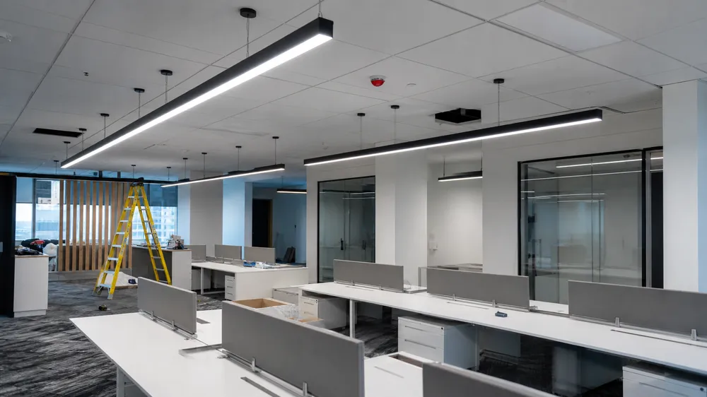 LED pendant lighting in commercial office fit-out environment