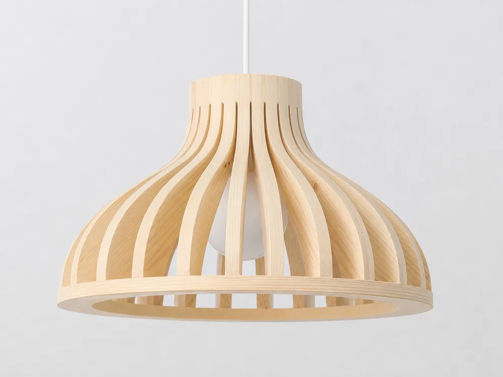 Pine wood grain with clean lighter appearance for Scandinavian-style pendant lighting