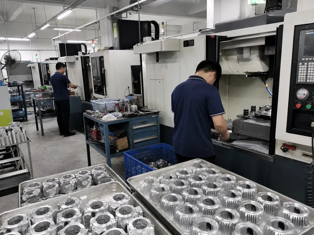 In-house CNC machining line for die-cast spotlight housings