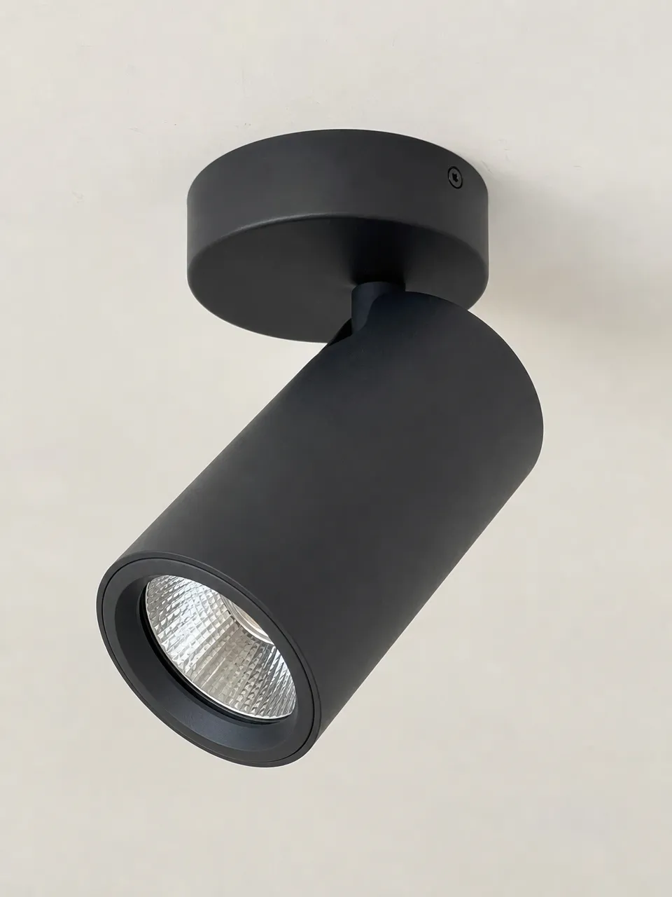 ASCLighting ceiling spotlight — die-cast aluminum housing with adjustable gimbal, matte black finish