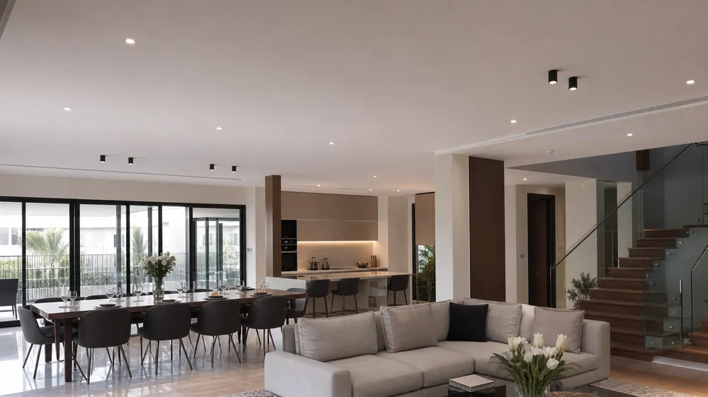 Custom ceiling spotlights in high-end residential villa development