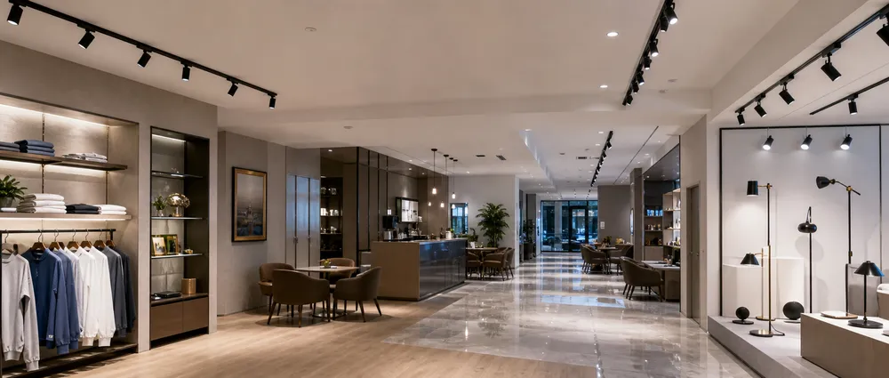 LED spotlights installed across retail, hospitality, and commercial environments