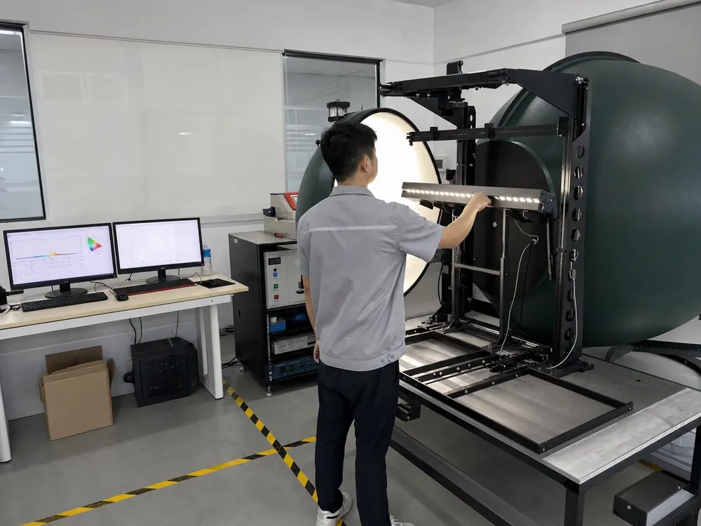 In-house optical lab generating photometric IES files for wall washer fixtures