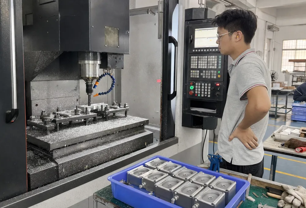 CNC machining aluminum wall light housing at ASCLighting factory