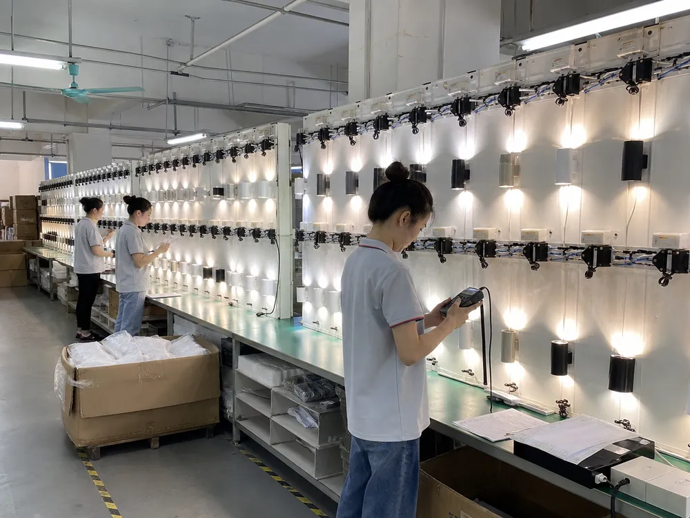 Interior wall sconce aging test and quality control process at ASCLighting factory
