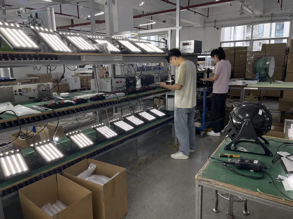 LED wall lighting aging test and quality control station at ASCLighting facility