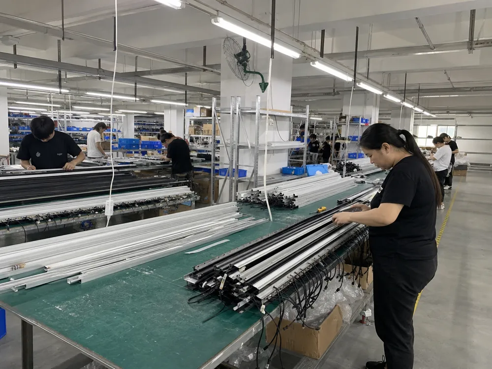 ASCLighting factory floor producing linear wall lighting fixtures for wholesale orders