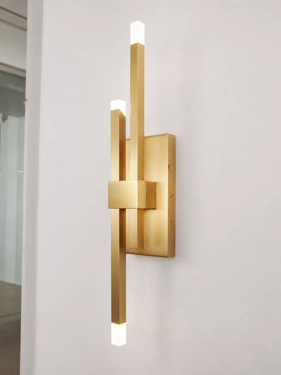 Modern wall lighting with clean geometric lines and brushed gold finish, manufactured by ASCLighting