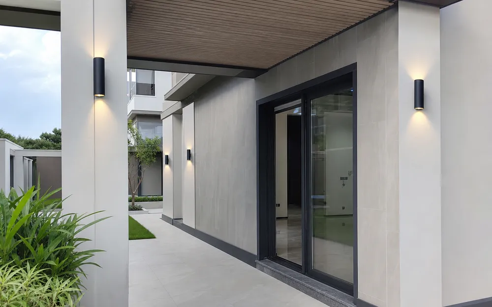 Modern wall lighting installed in premium residential villa development
